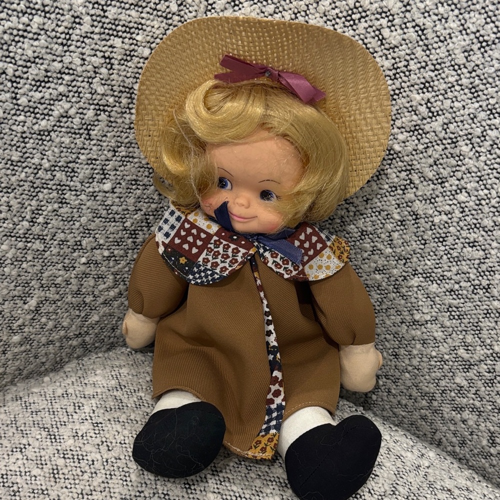Vintage Horsman Doll with Brown Dress and Hat